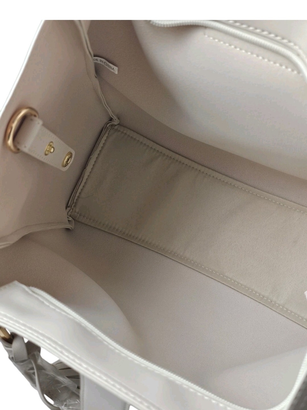 Cream Tote Purse Tassel Yani J'Adore Women 17"X14" Soft Faux Leather Gold Accent - Picture 11 of 16